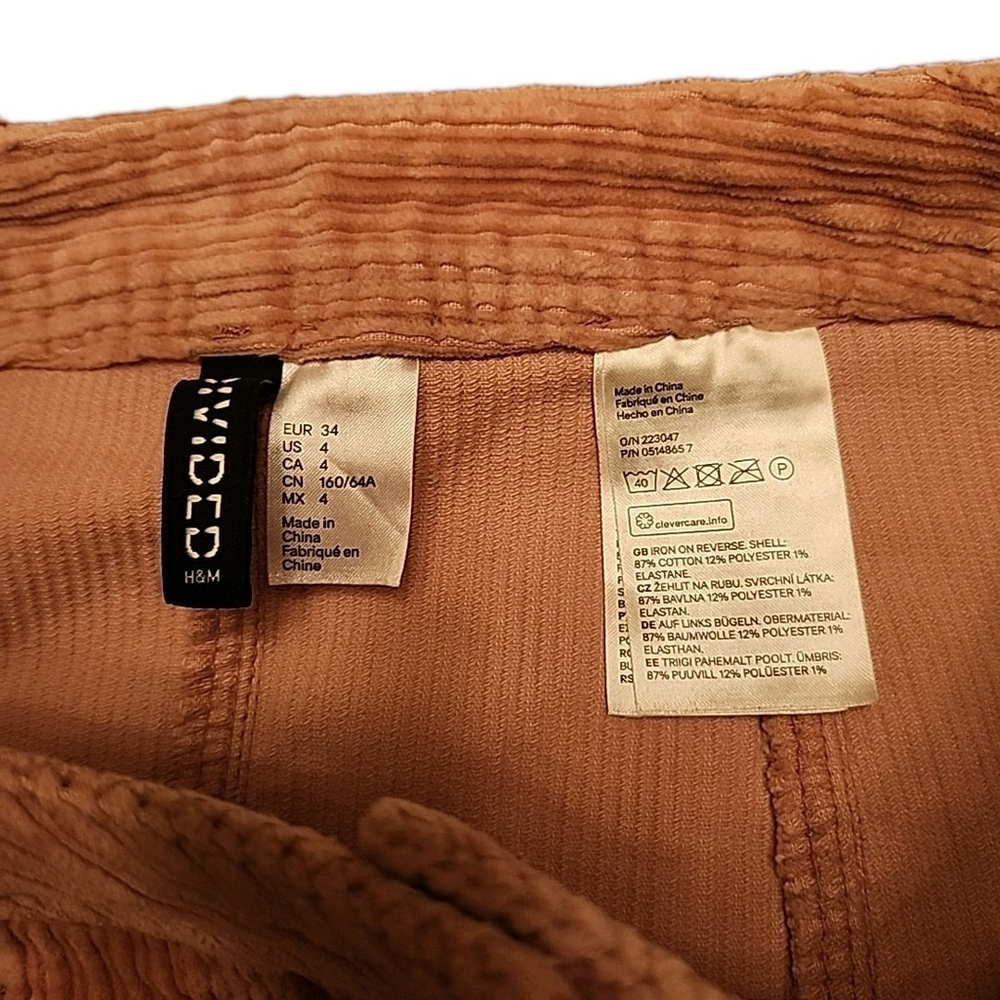 Divided H & M Women’s Rose Pink Corduroy Mini Skirt/W Buttons On Front SZ 4 NEW - Picture 3 of 5